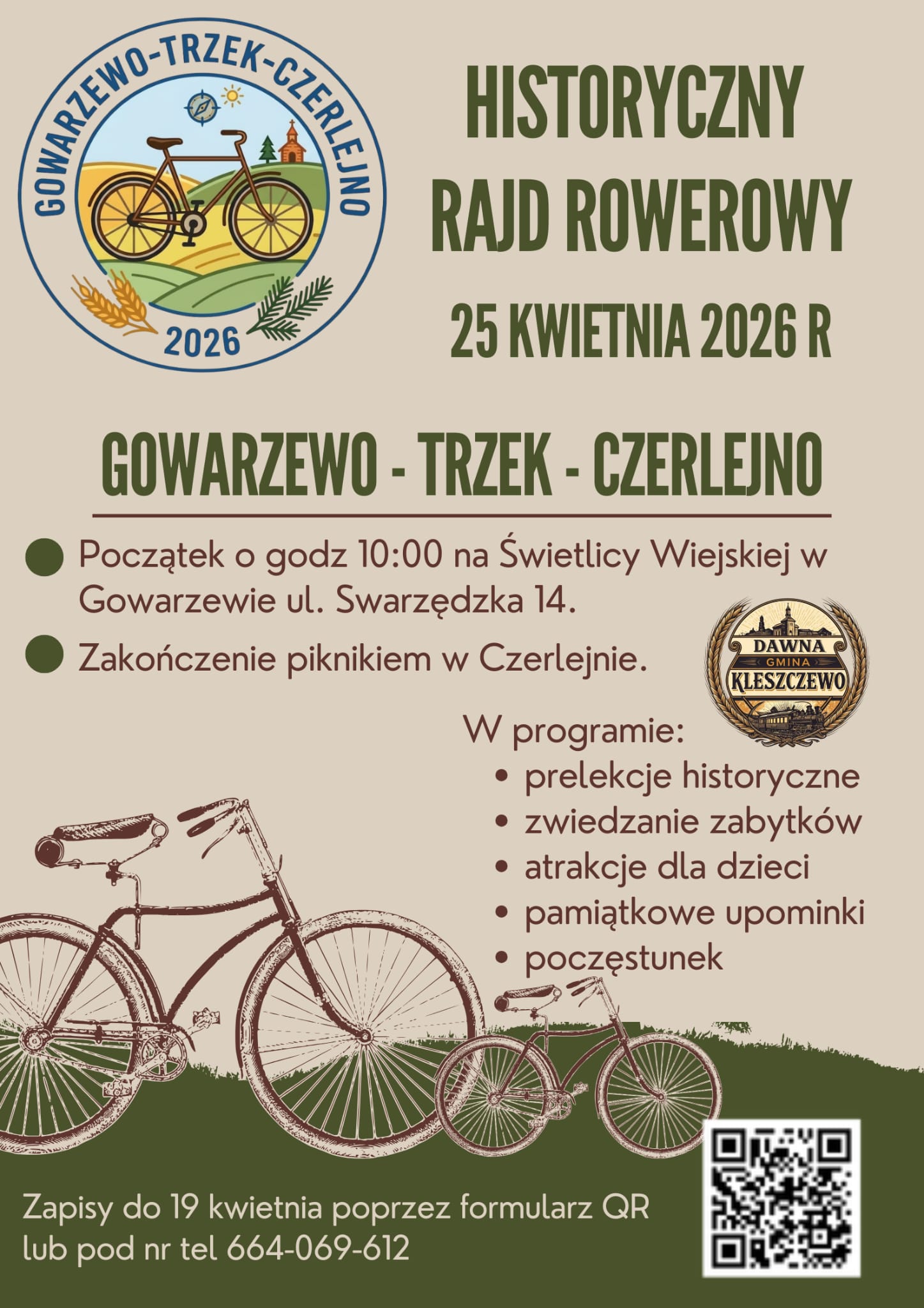 Historyczna podróż na dwóch kółkach po Gminach: Kleszczewo i Kostrzyn