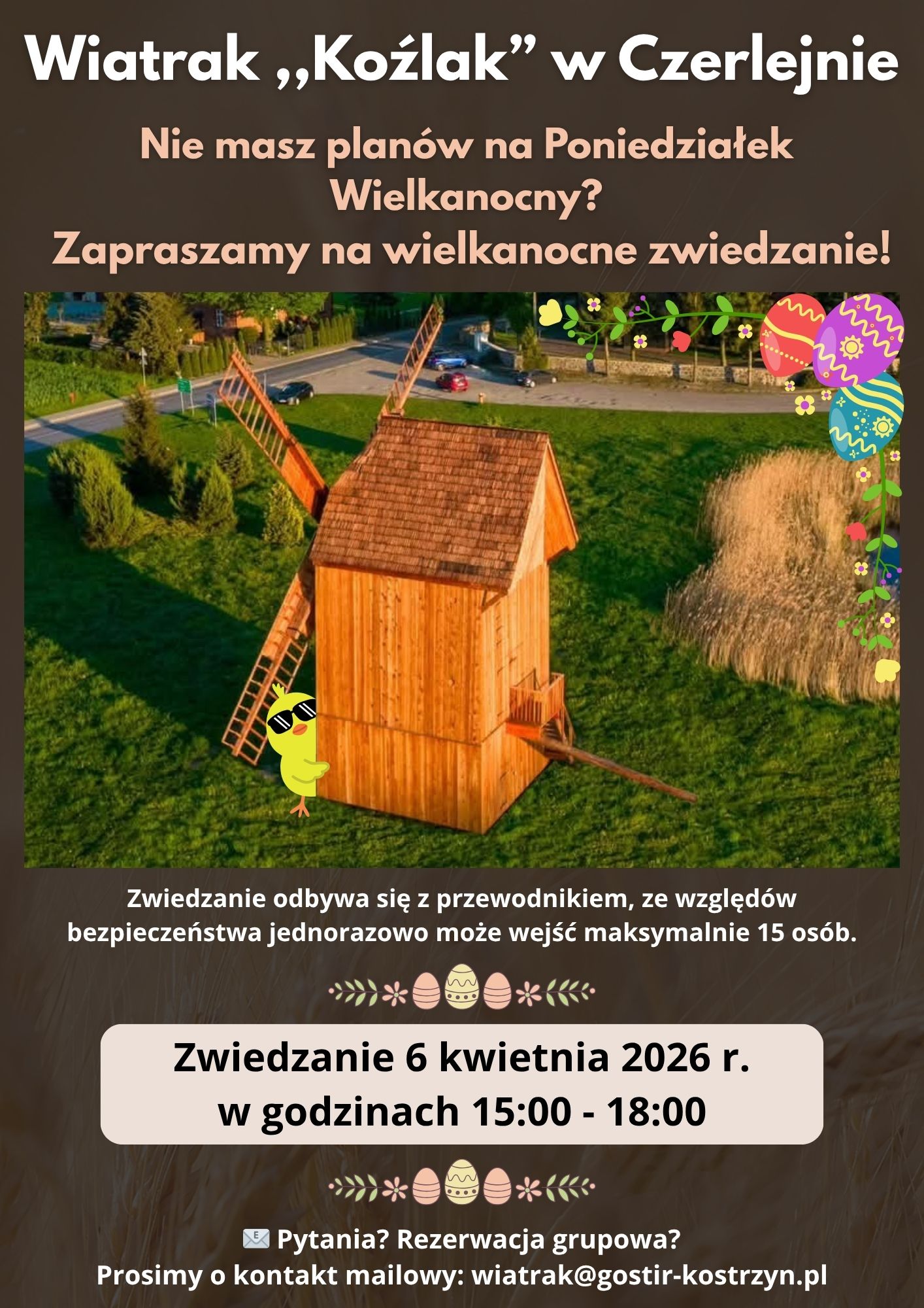 Wielkanocne Zwiedzanie Wiatraka „Koźlak” w Czerlejnie